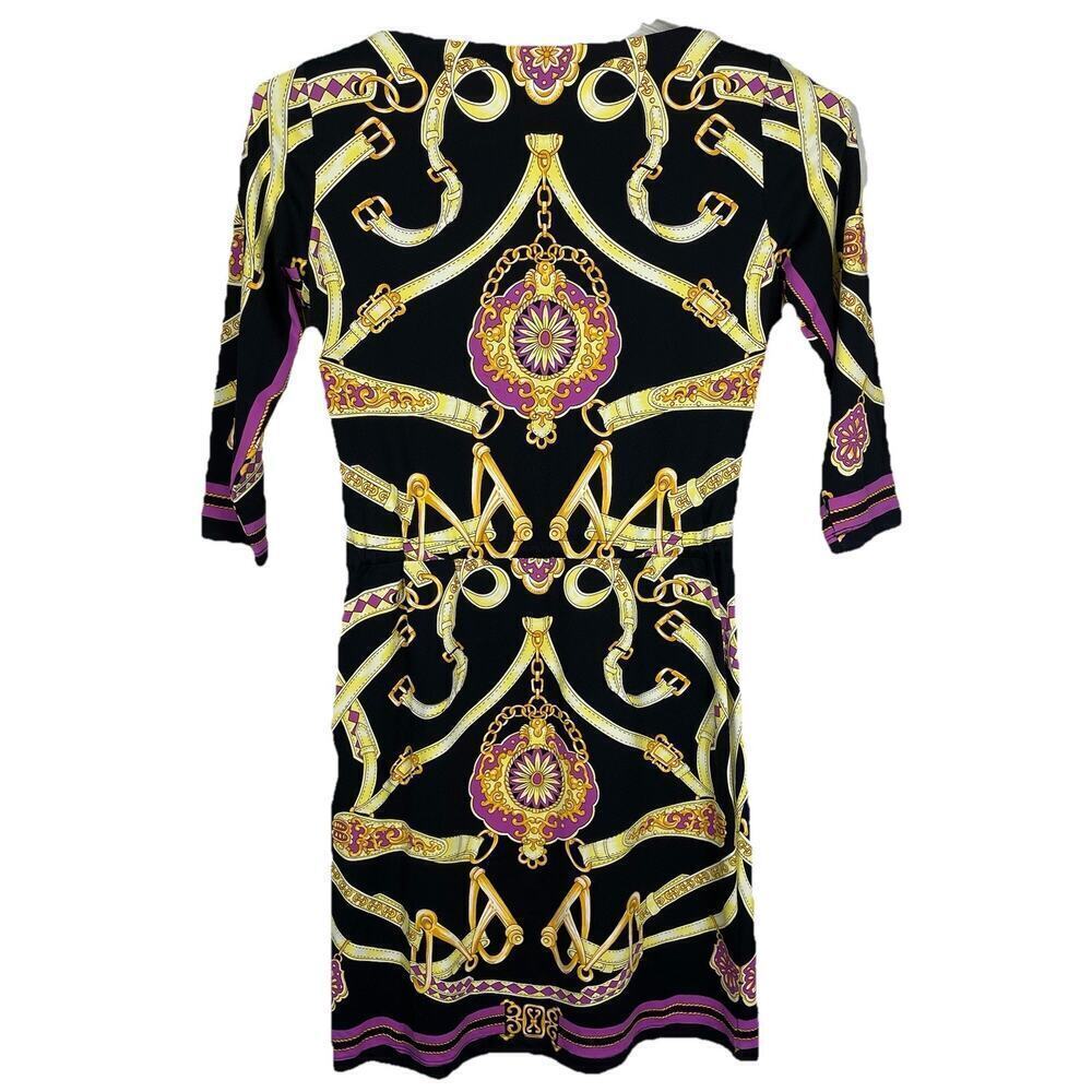 J McLaughlin Dress Women XS Black Catalina Cloth Equestrian Print Classic Preppy - Picture 2 of 9
